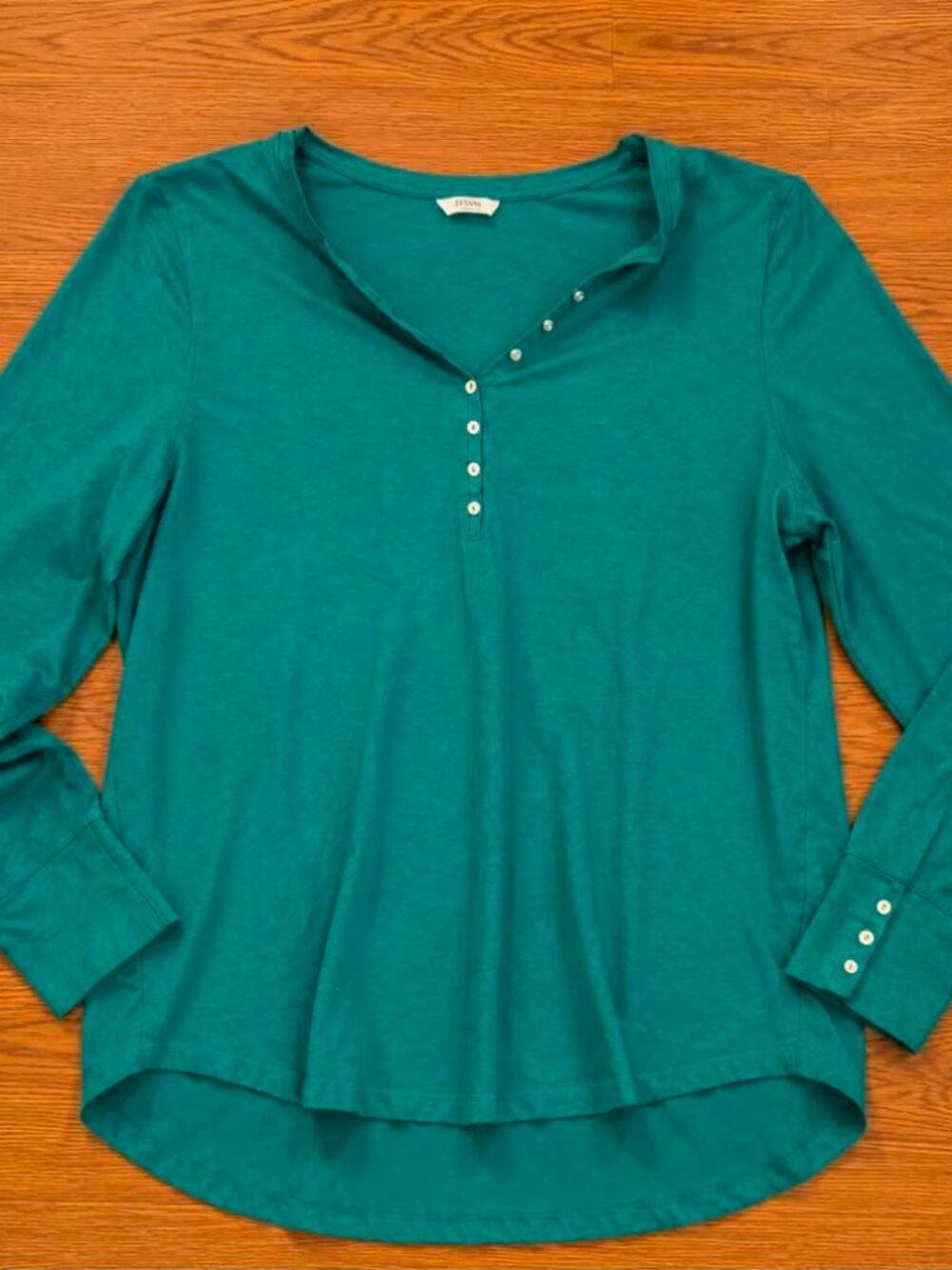 Penningtons Teal Long Sleeve Henley Top Size 3X #044